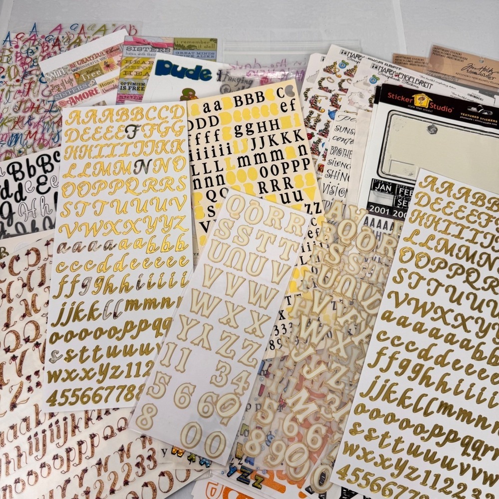 Alphabet Stickers Lot Multicolor Scrapbook Crafting Supplies Lettering Used